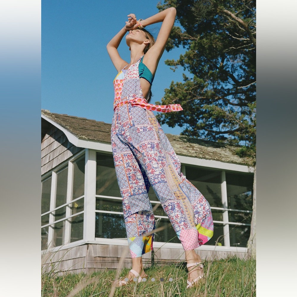 Anthro Patchwork Overalls